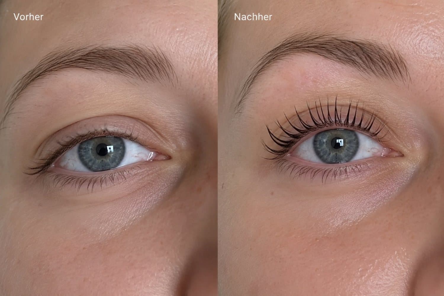 Korean Lash Lifting — Wimpern vorher und nachher im Vergleich